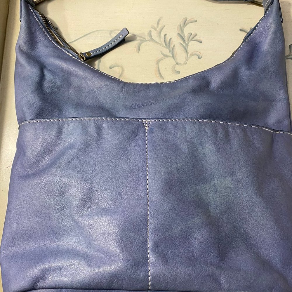 AMERICAN LEATHER PERIWINKLE HOBO BAG